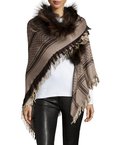 gucci faux fur scarf|Gucci shawl images.